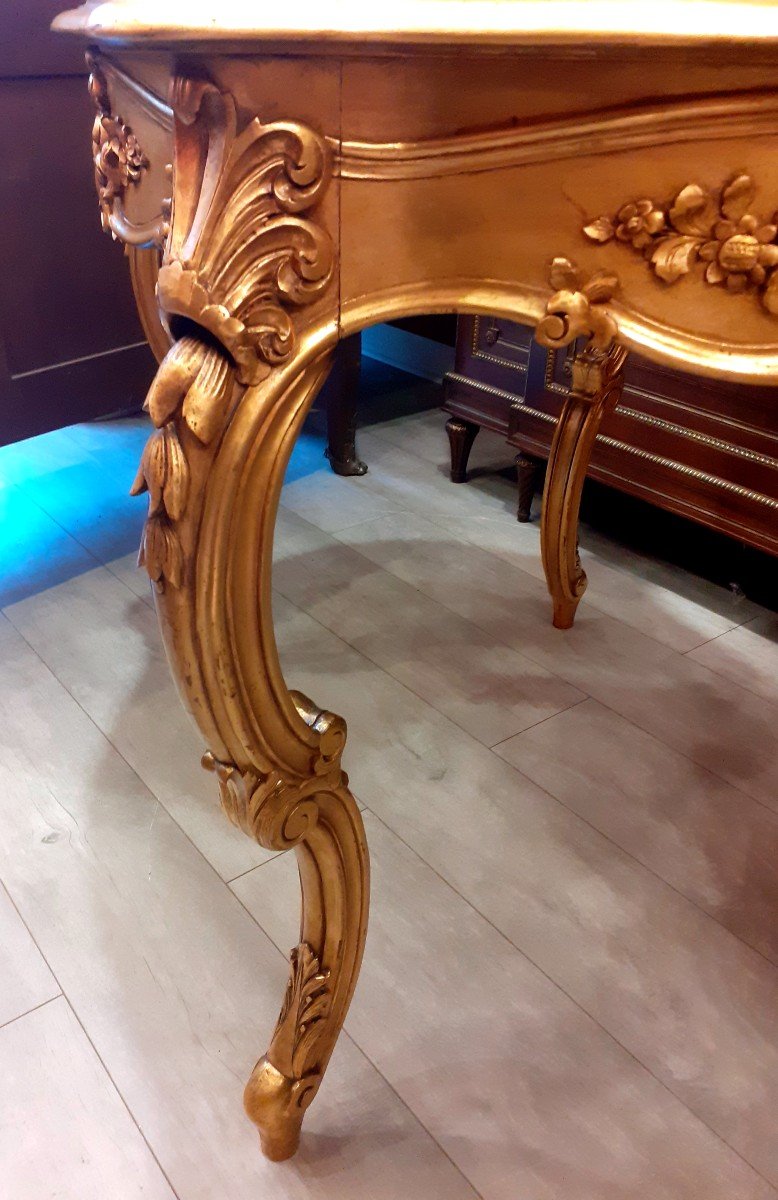 Louis XV Style Golden Wood Showcase Table-photo-2