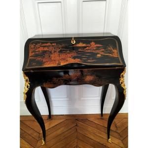 Slope Desk In Lacquer And Gilt Bronze