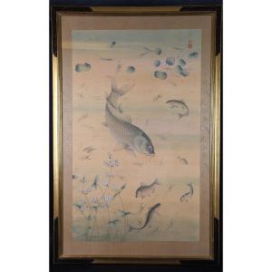 Large Asian Silk Painting