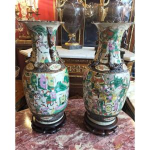 Pair Of Porcelain Vases From Nanjing China