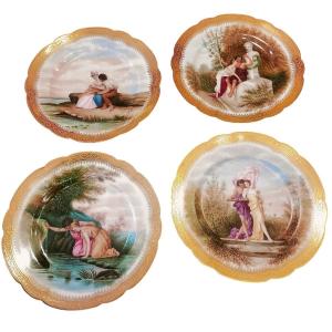 Set Of 4 Hand Painted Porcelain Plates 