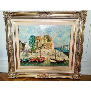 Pierre Boudet Huile sur toile " Honfleur "