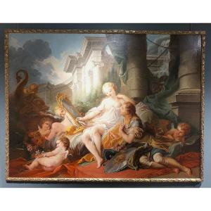 Importante huile sur toile  ( 185 cm x 135 cm ) d'après François Boucher début XXème siècle 