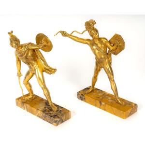 Pair Of 19th-century Neoclassical Style Gilt Bronze Sculptures 