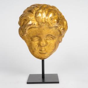 Tête d'ange baroque en bois doré et sculpté Italie XVII - XVIII ème siècle 