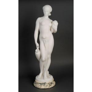 Sculpture en marbre blanc " la porteuse d'eau " signé Vanet