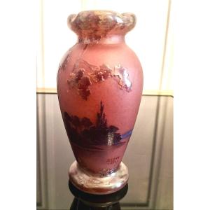 Glass Paste Vase Signed "delatte Nancy"