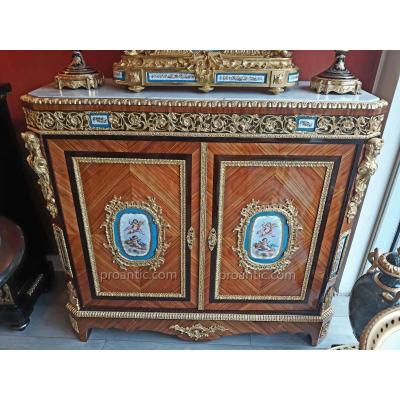 Highboard Support Buffet In Rosewood Veneer Bronze Dore And Porcelain Sèvres