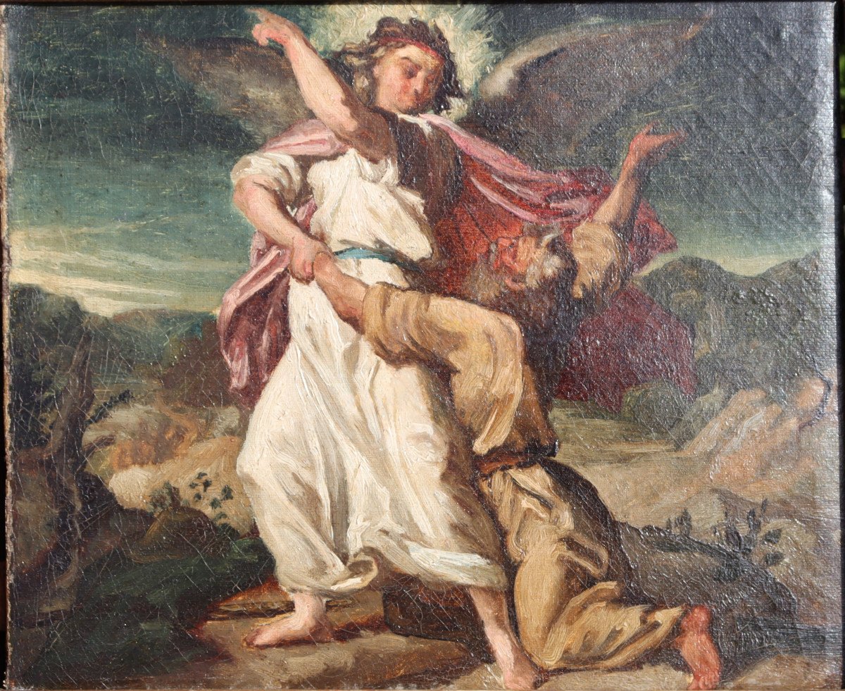 VON CAROLSFELD (ATTRIBUE A) : "LA LUTTE DE JACOB AVEC L'ANGE"-photo-4