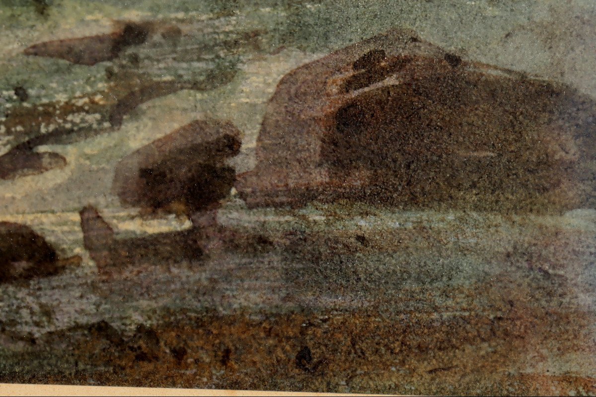 C. Lahaute (?) : "large Romantic Watercolor In The Ruins"-photo-2