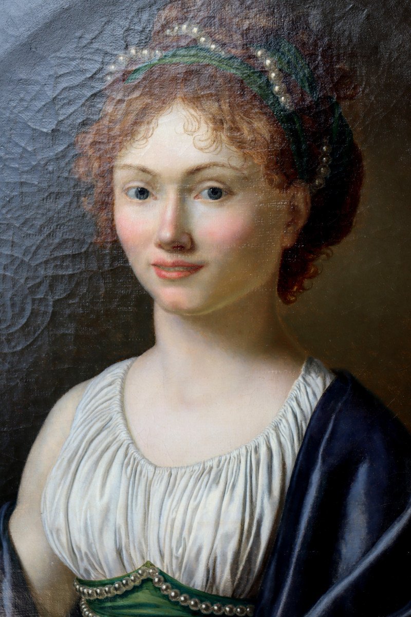 Joseph-marie Vien Le Jeune (attributed) : "young Empire Girl With Pearls"-photo-4