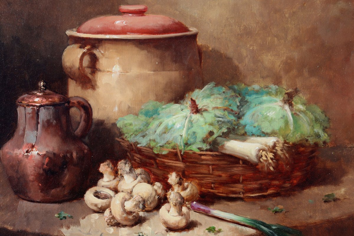 Alfred Brunel De Neuville : "still Life With Mushrooms"-photo-4