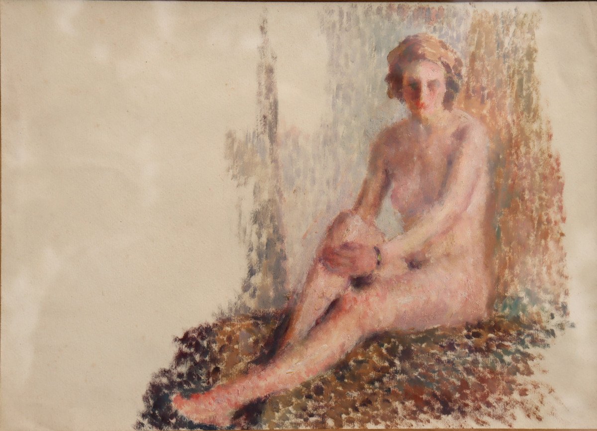 Pointillist School Circa 1910:  "the Blond Nude"