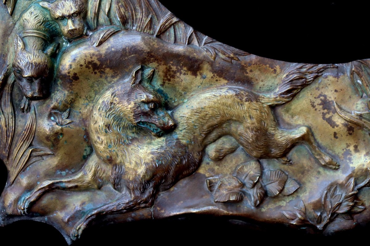 PAIRE DE PLAQUES CYNEGETIQUES EN BRONZE-photo-4