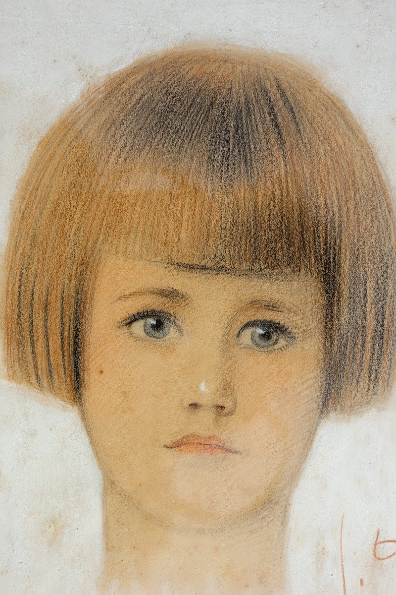 GEORGES DOLA : "PORTRAIT DE FILLETTE 1924"-photo-3