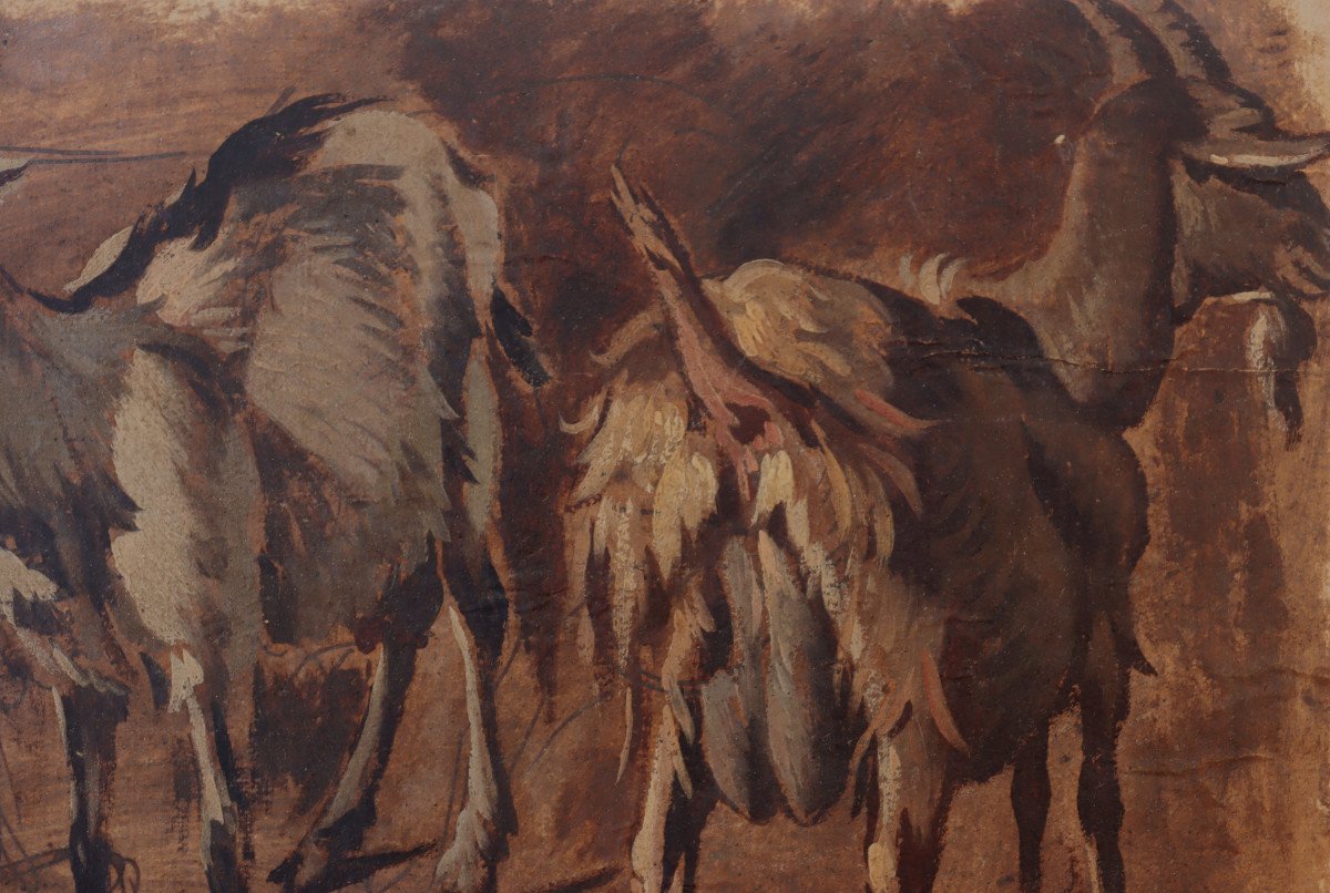 Italian School Of The 17th Century : “goat Studies”-photo-4