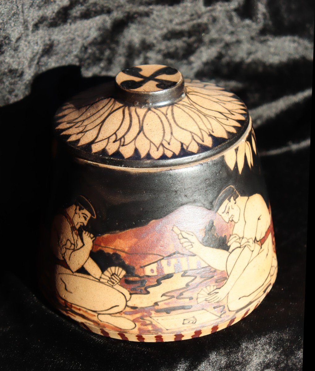 Ciboure Pottery : “rare Covered Pot For Mus Players”-photo-3