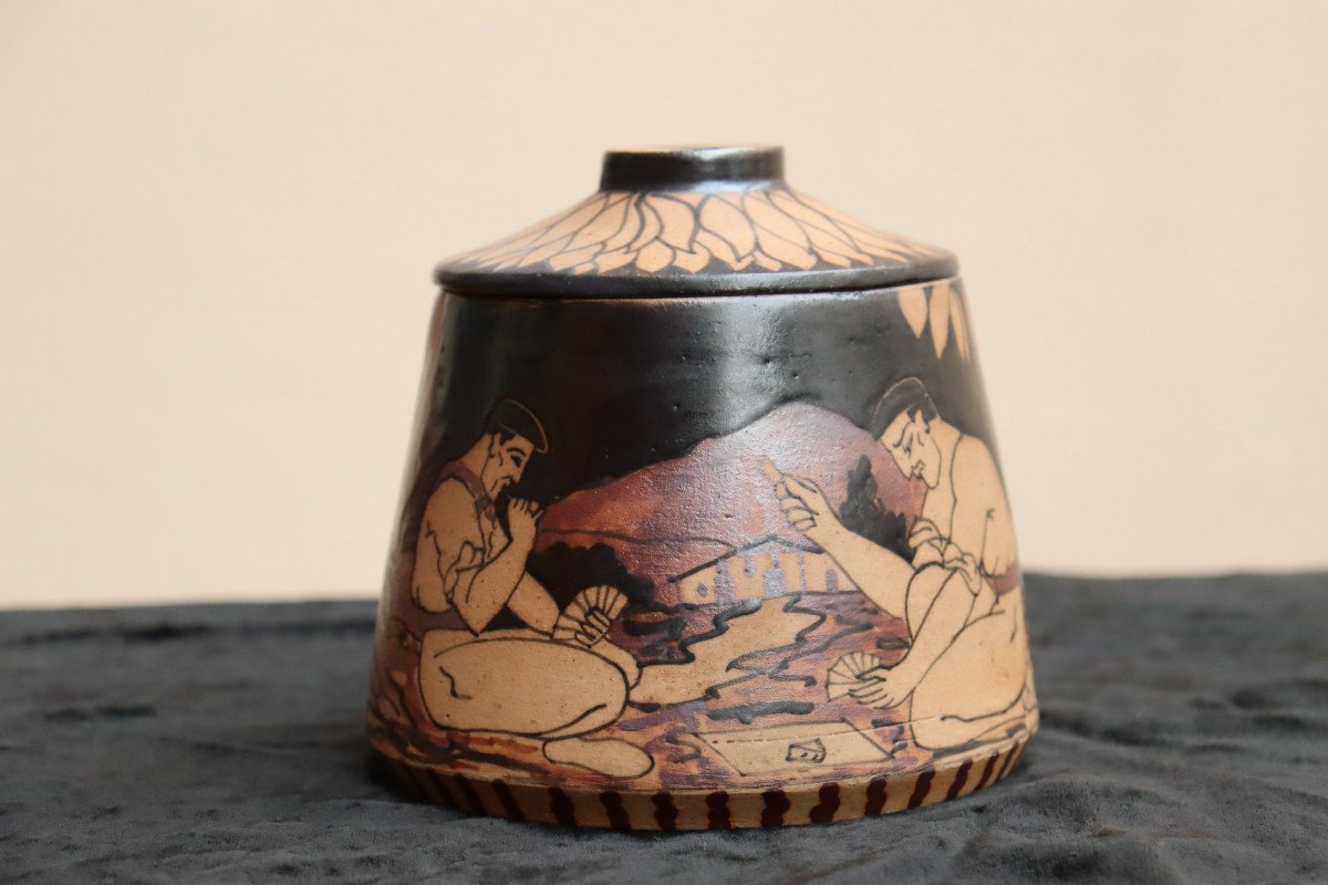 Ciboure Pottery : “rare Covered Pot For Mus Players”