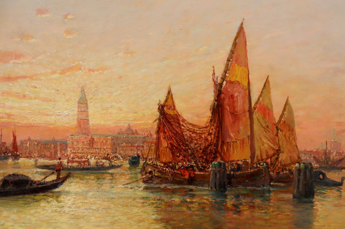 Maurice Barbier-retore : “sunrise On The Lagoon In Venice”-photo-4