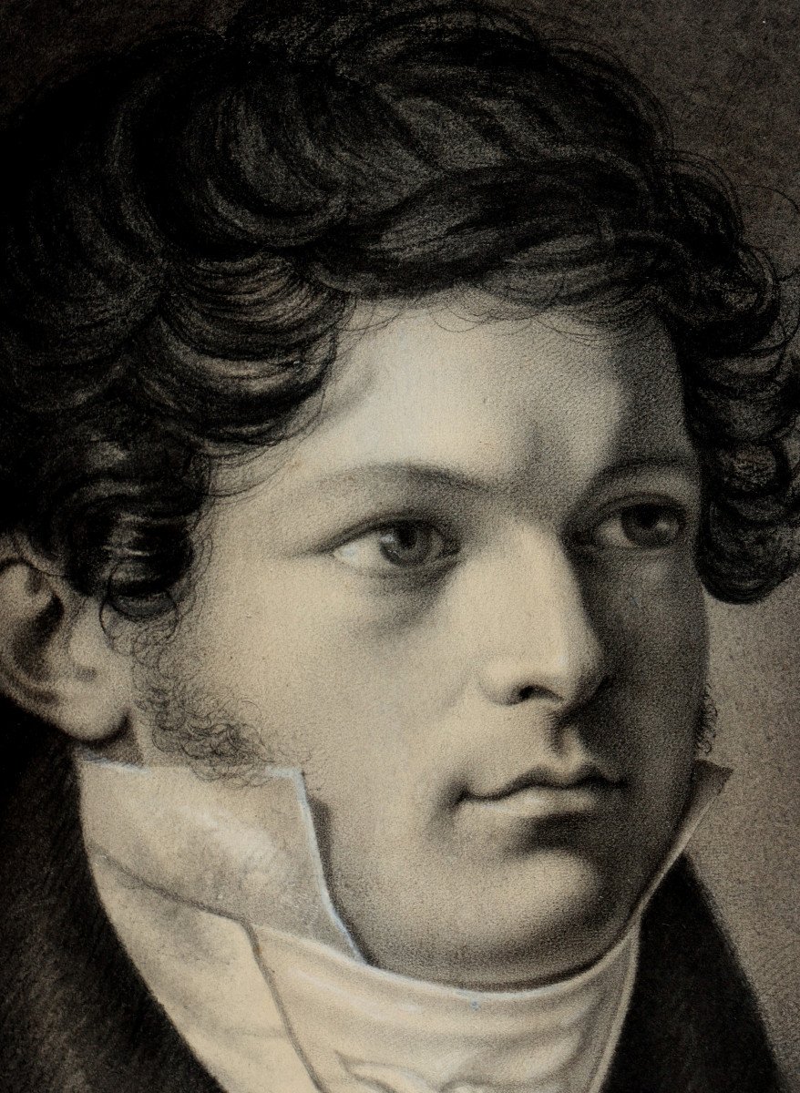 ECOLE FRANCAISE VERS 1820 : "PORTRAIT D'UN JEUNE HOMME"-photo-3