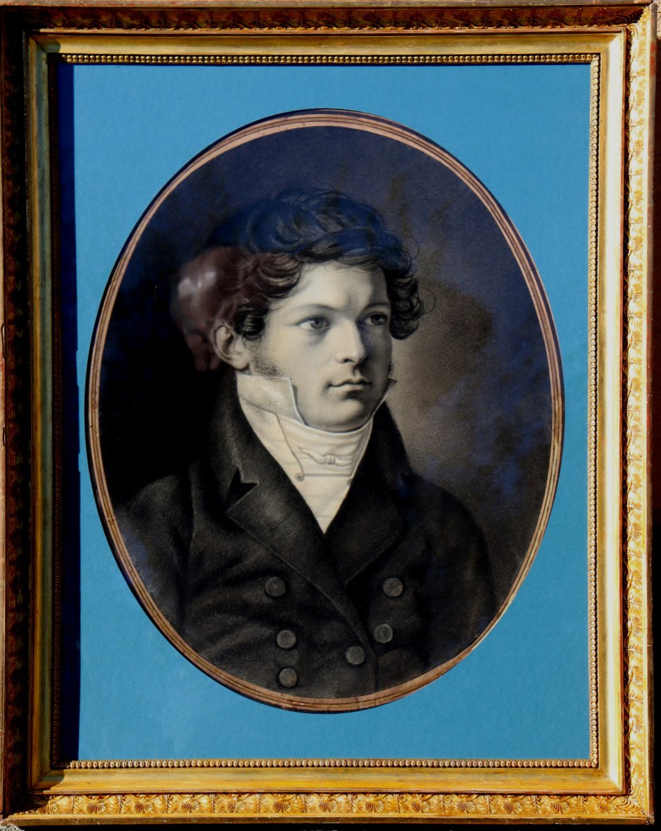 ECOLE FRANCAISE VERS 1820 : "PORTRAIT D'UN JEUNE HOMME"-photo-1