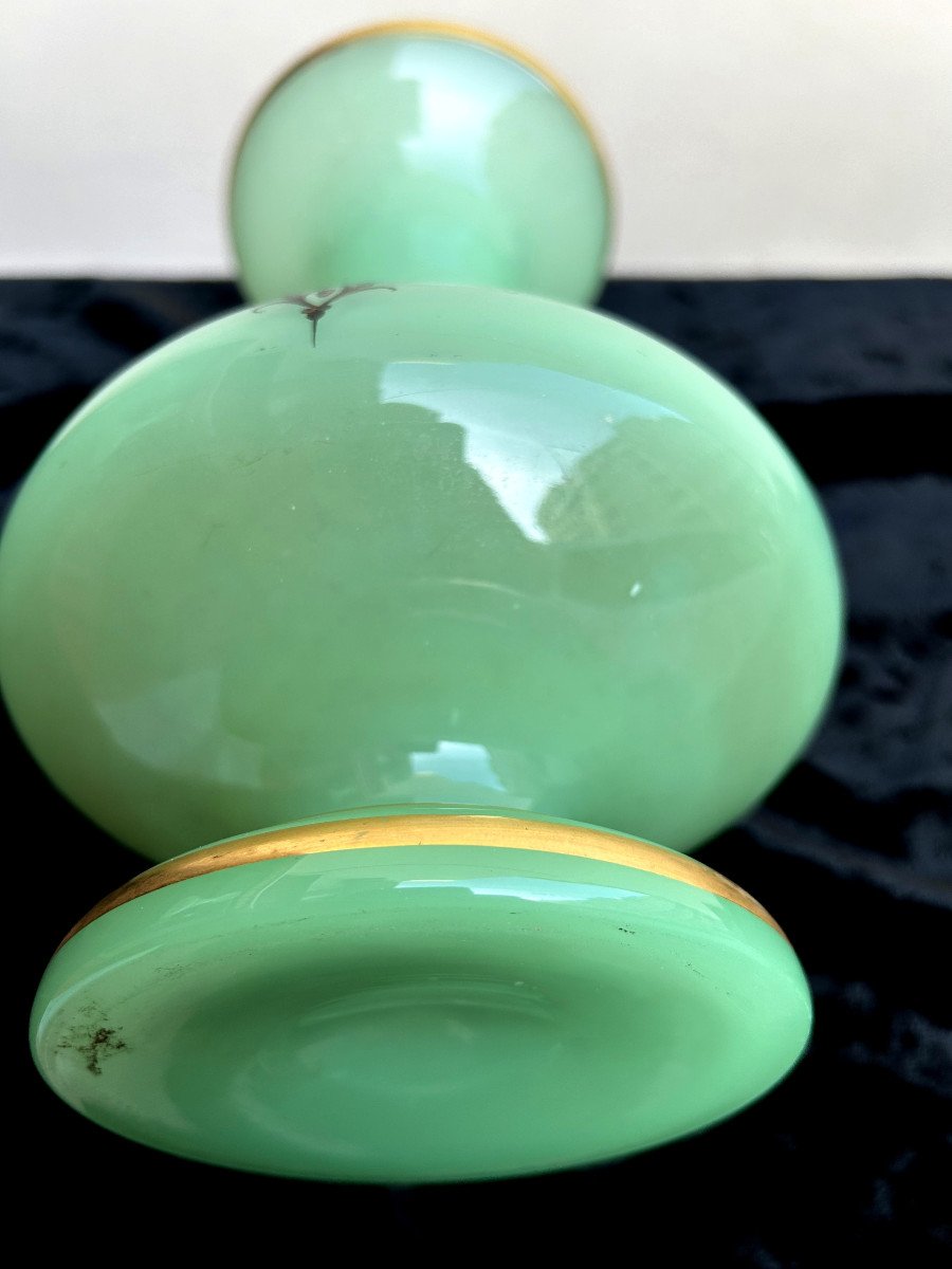 Pair Of Light Green Opaline Vases-photo-1