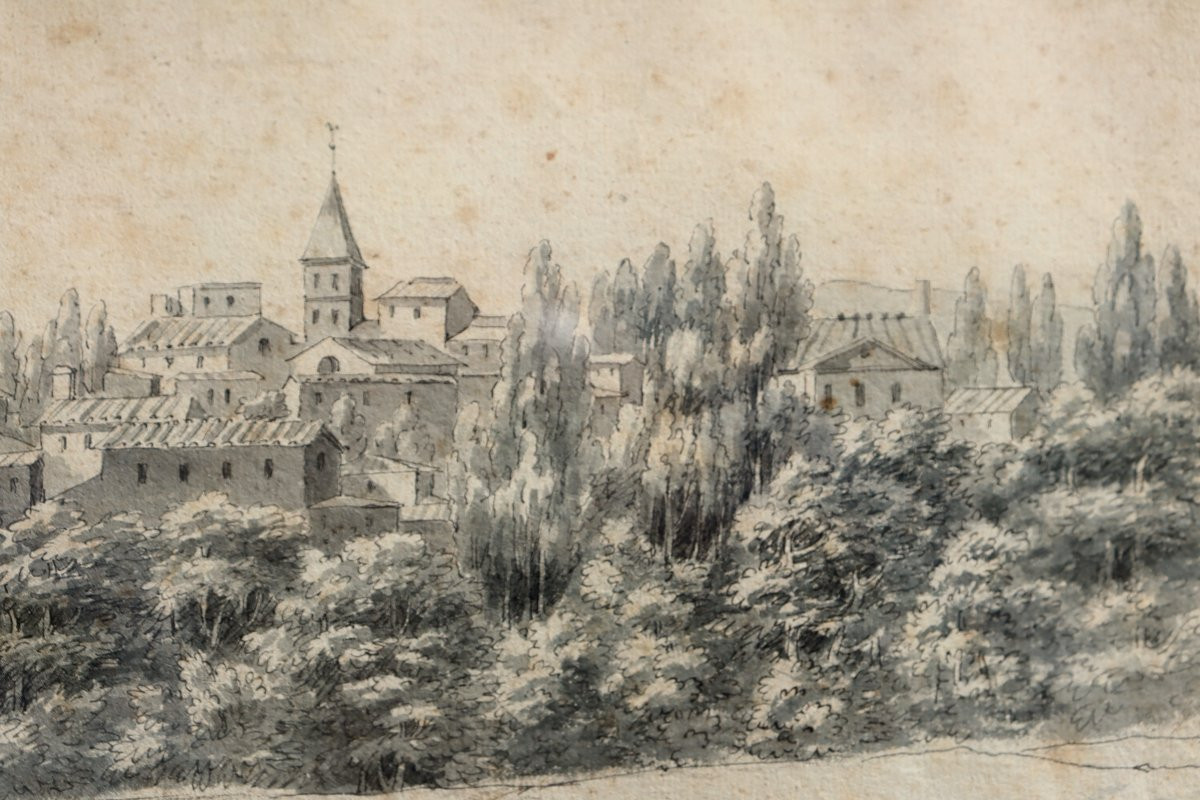 ECOLE FRANCAISE CIRCA 1800   III  : "VILLAGE D'AUVERGNE "-photo-3