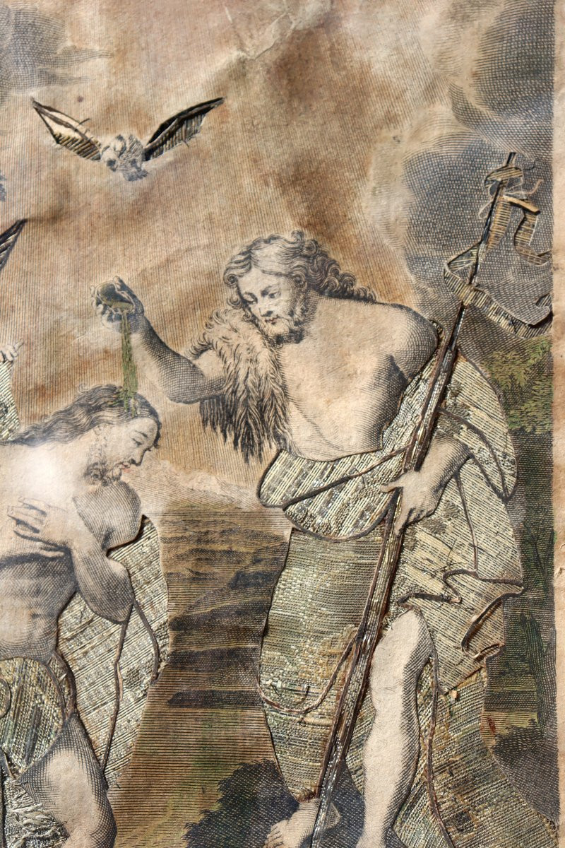 PIERRE MIGNARD : GRAVURE HABILLEE "LE BAPTÊME DU CHRIST"-photo-4