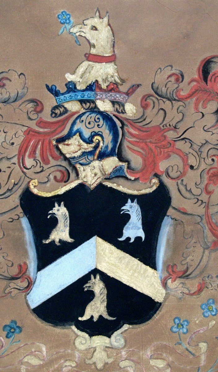 ECOLE ANGLAISE XVIIIe : "ARMOIRIES DES DUCS DE BOURNES"-photo-3
