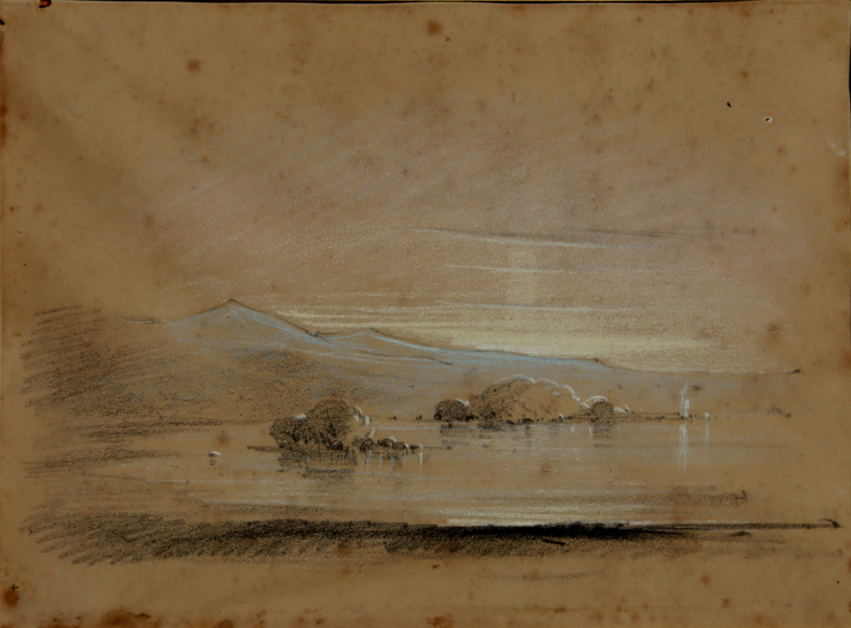 19th Century Romantic School : "lake At Sunset"
