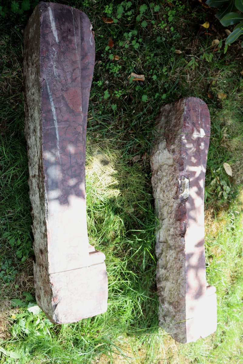 Louis XVI Period : "pair Of Fireplace Jambs"-photo-3