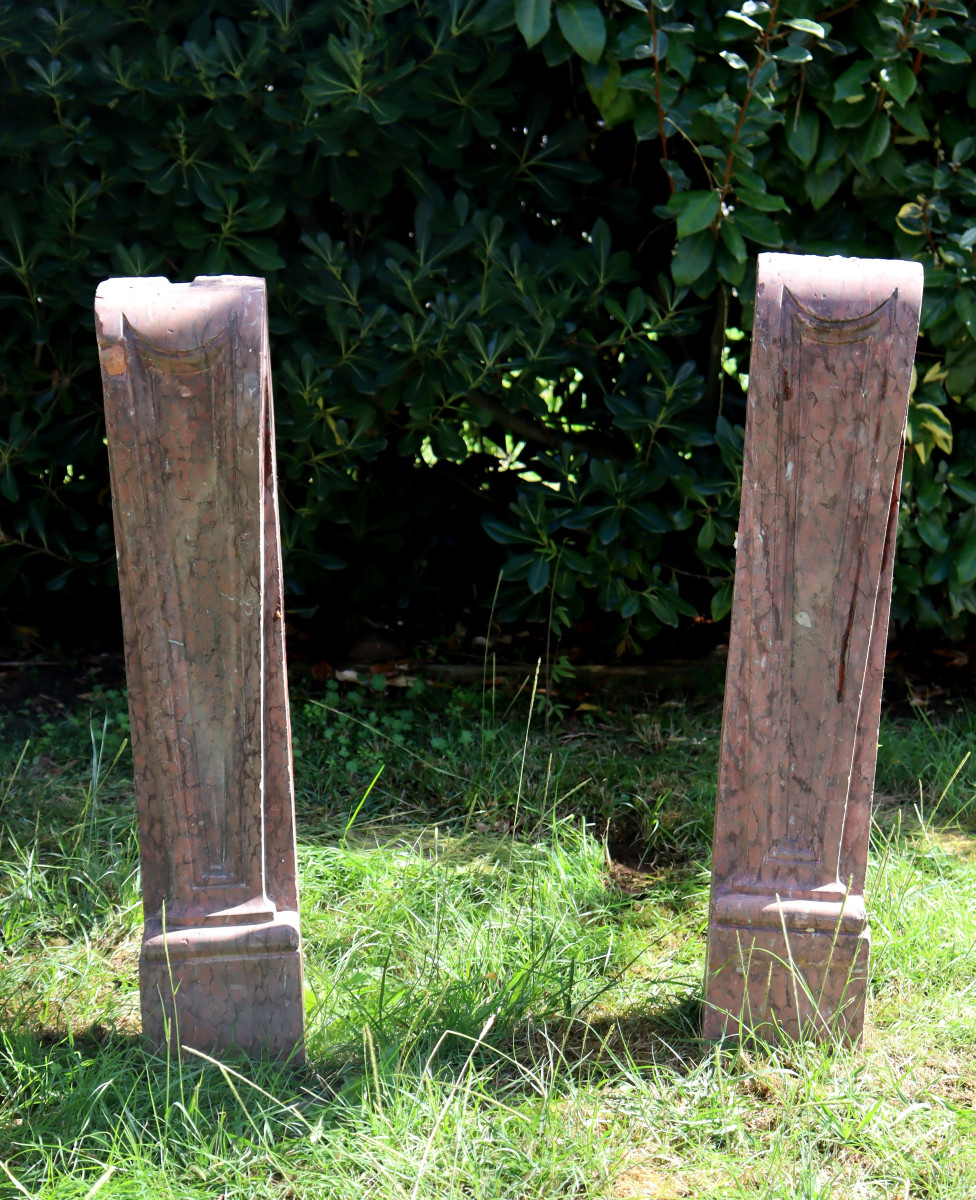 Louis XVI Period : "pair Of Fireplace Jambs"-photo-4