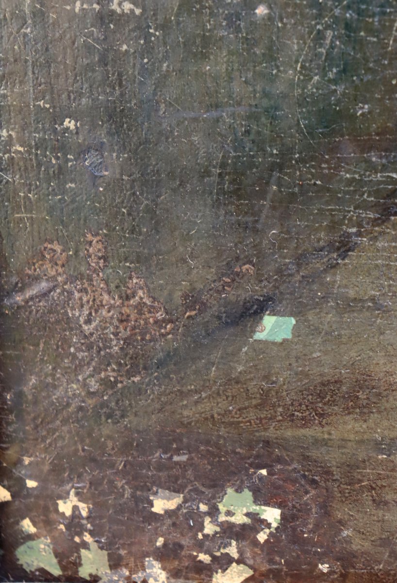 French School Circa 1900 : "the Red Umbrella"-photo-2