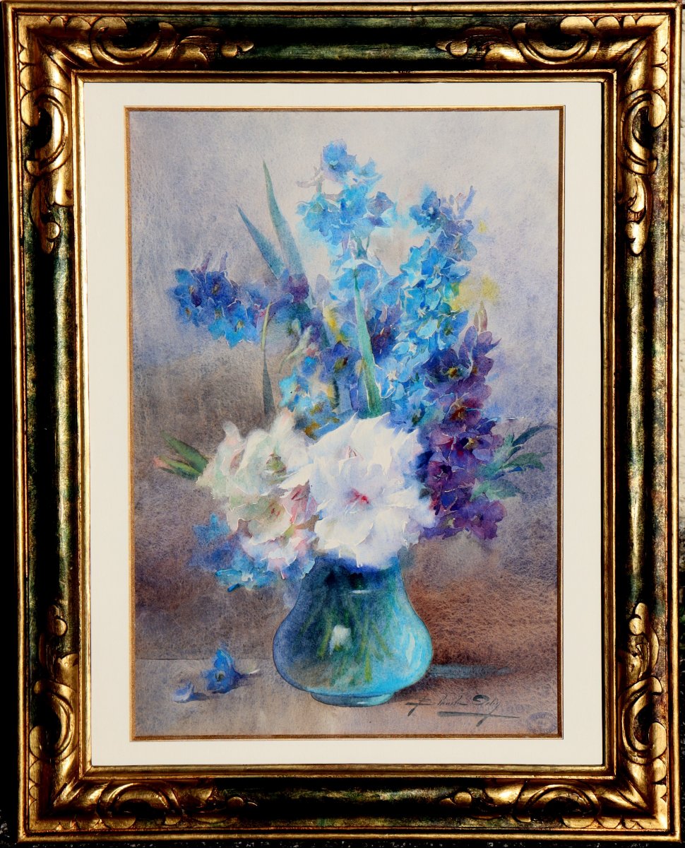 Blanche Odin : "bouquet Of Delphiniums And Peonies"-photo-3