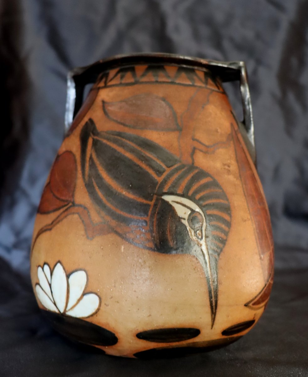 Ciboure Pottery : "kingfisher Vase"-photo-2