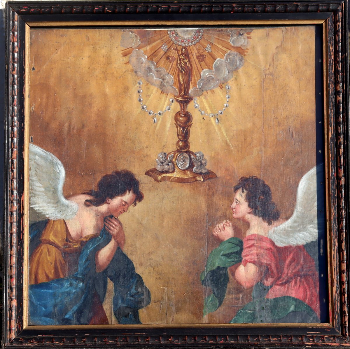 ECOLE FRANCAISE XVIIIe : TABLEAU DOUBLE-FACE "MOÏSE ET ANGES"-photo-2