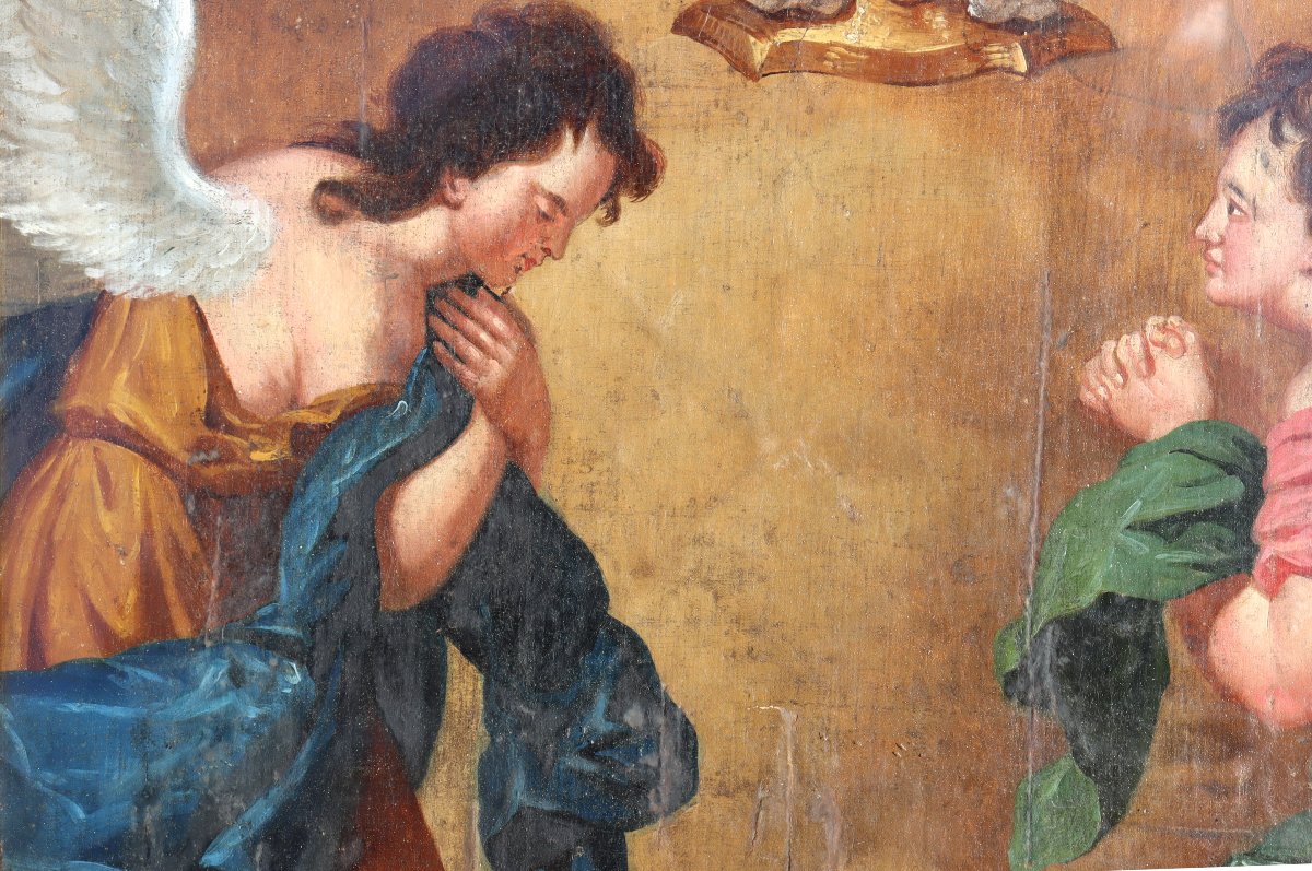 ECOLE FRANCAISE XVIIIe : TABLEAU DOUBLE-FACE "MOÏSE ET ANGES"-photo-2