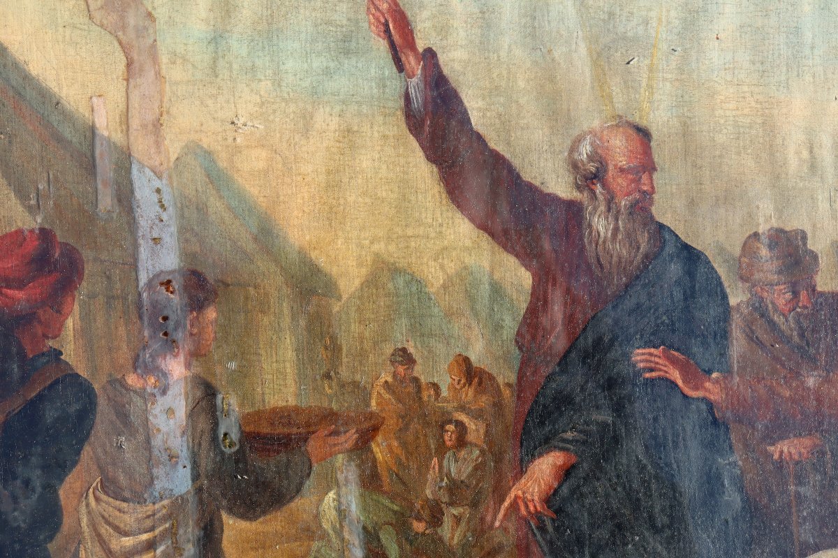 ECOLE FRANCAISE XVIIIe : TABLEAU DOUBLE-FACE "MOÏSE ET ANGES"-photo-5