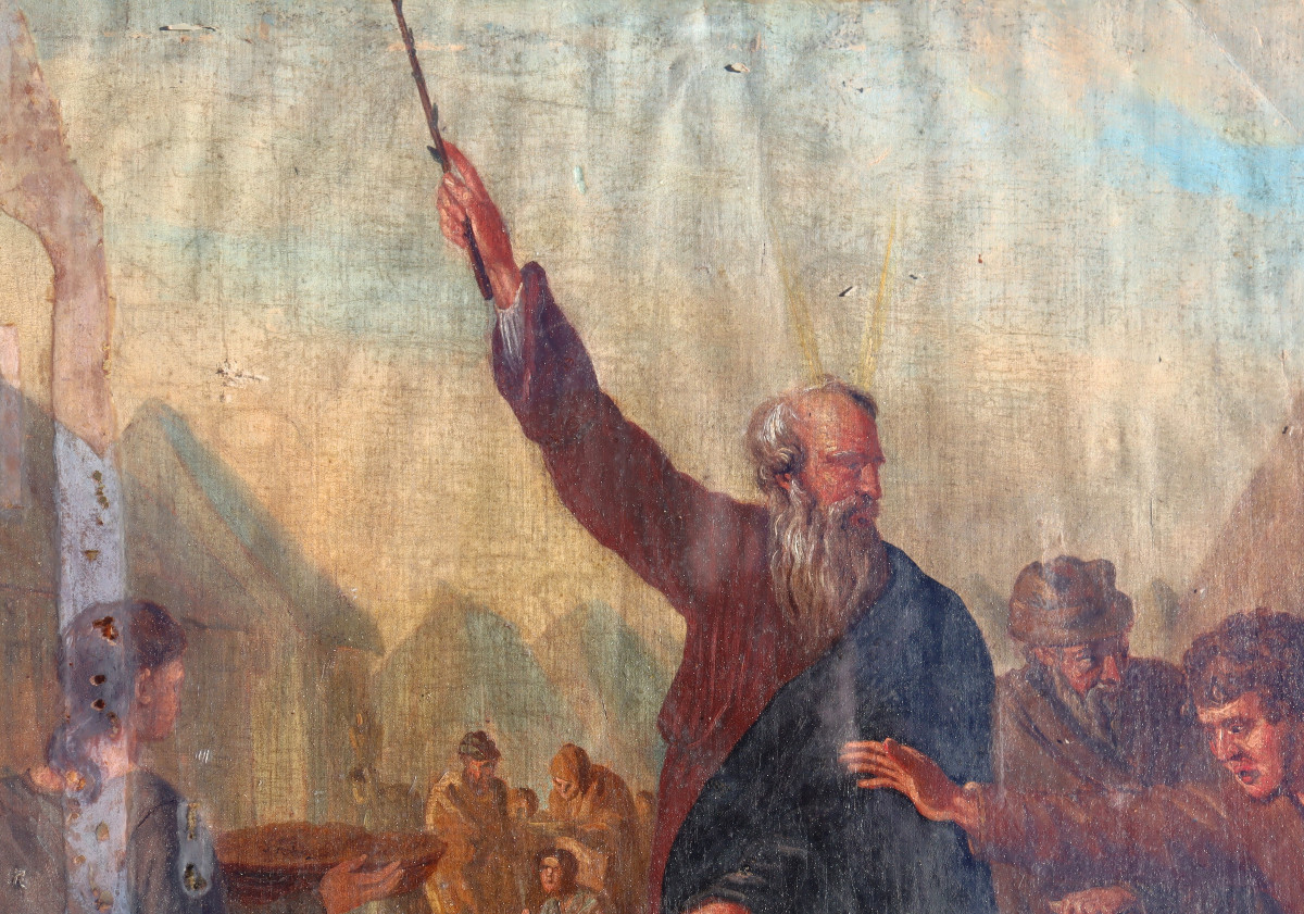 ECOLE FRANCAISE XVIIIe : TABLEAU DOUBLE-FACE "MOÏSE ET ANGES"-photo-7