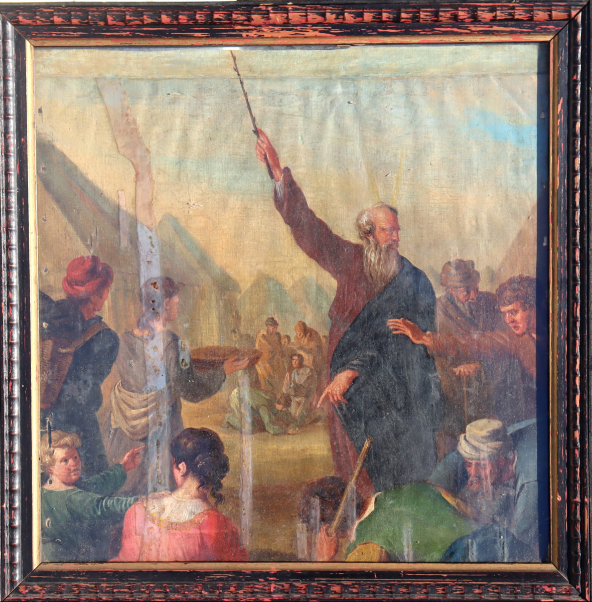 ECOLE FRANCAISE XVIIIe : TABLEAU DOUBLE-FACE "MOÏSE ET ANGES"