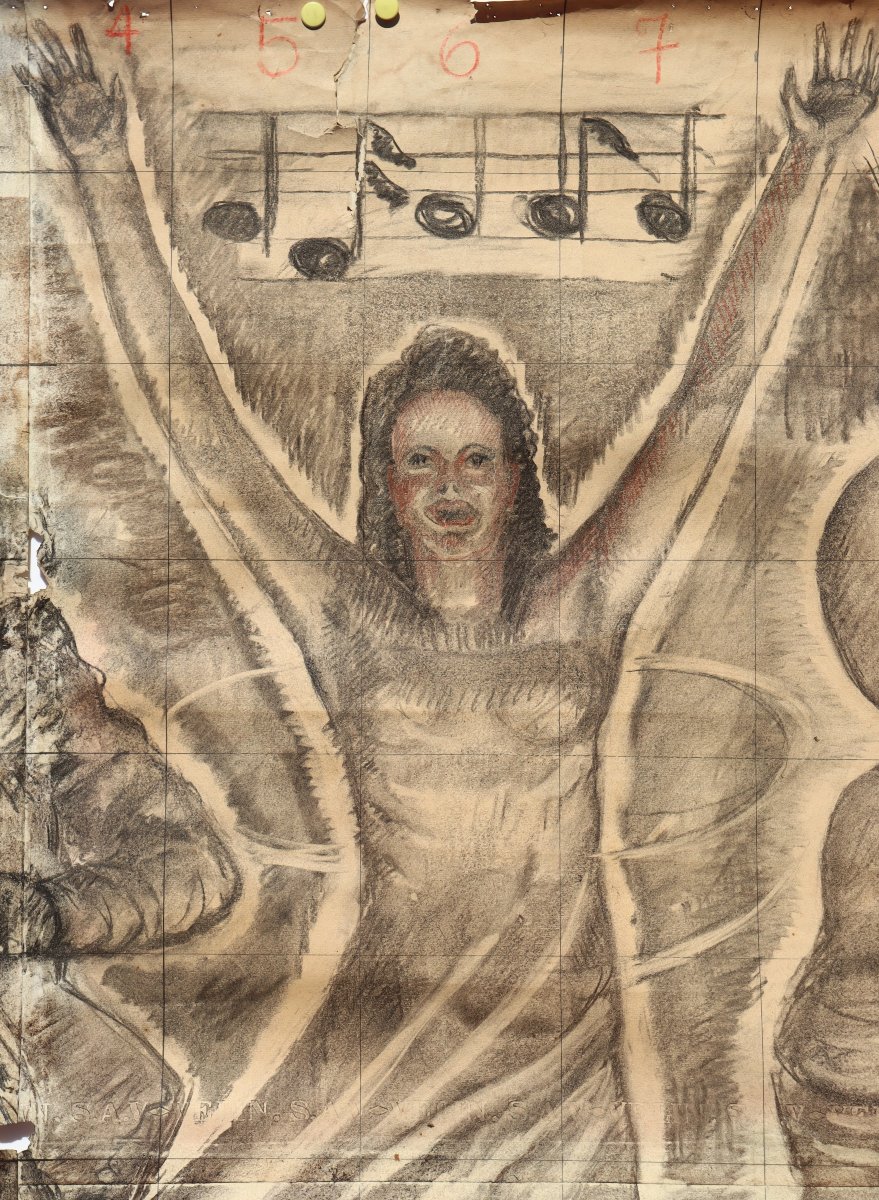 French School Circa 1930/40 : Fresco Project II "music"-photo-3