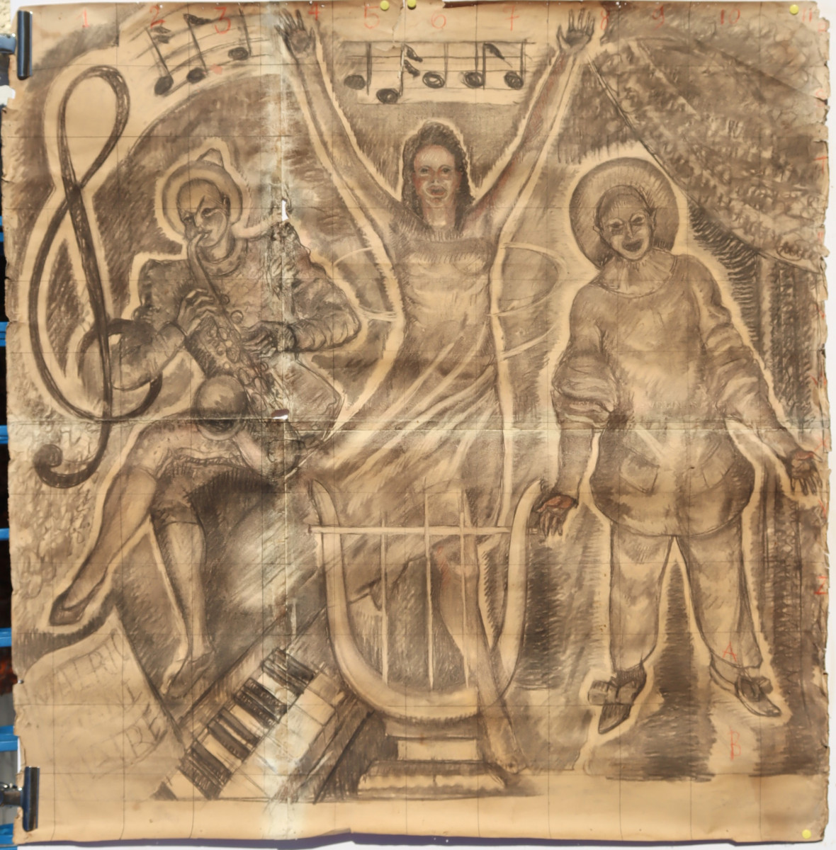 French School Circa 1930/40 : Fresco Project II "music"