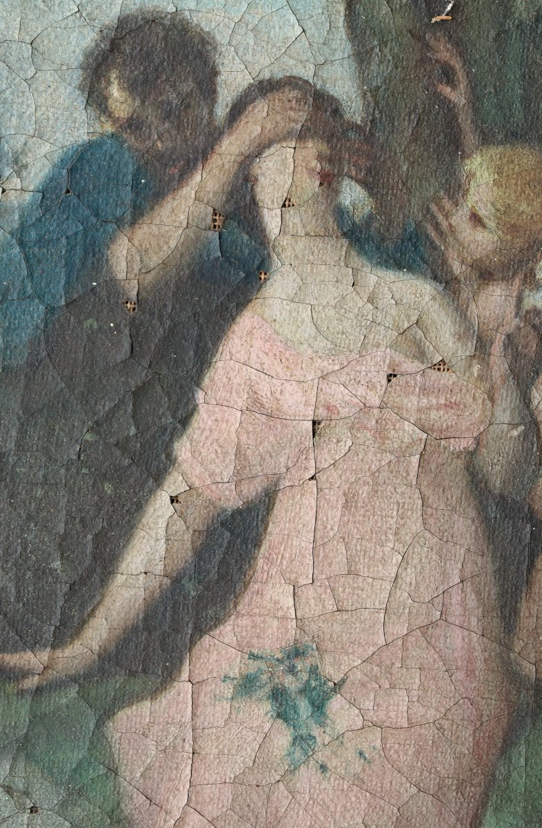 ECOLE FRANCAISE FIN XIXe : "CUPIDON ET LES AMOUREUX"-photo-4