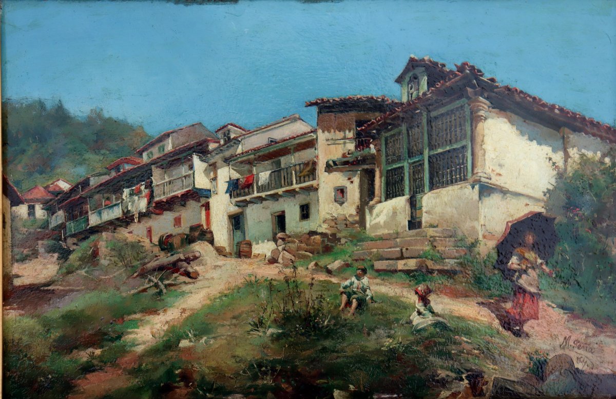 Maximino Peña Y Muñoz : "lively Village (san Esteban In Asturia)"-photo-2