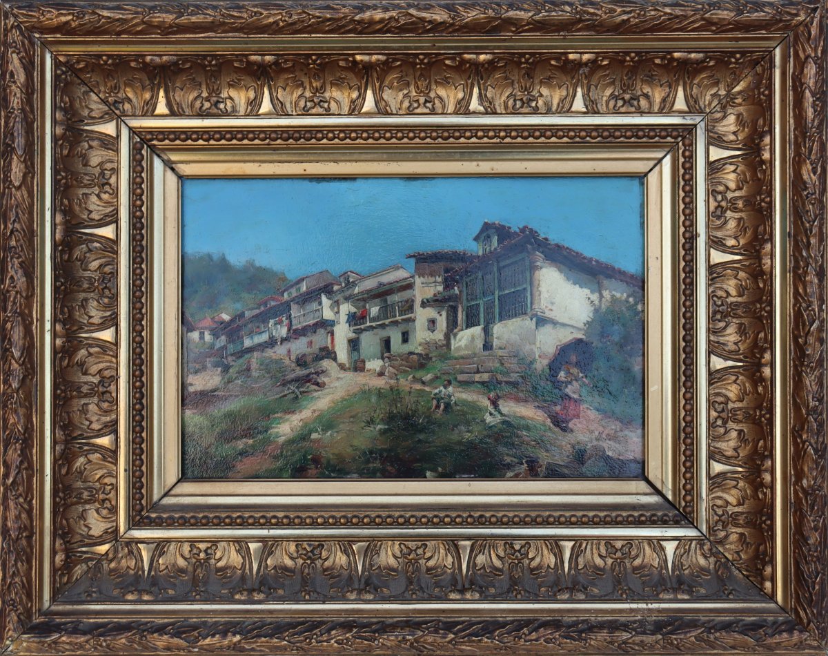 Maximino Peña Y Muñoz : "lively Village (san Esteban In Asturia)"-photo-3