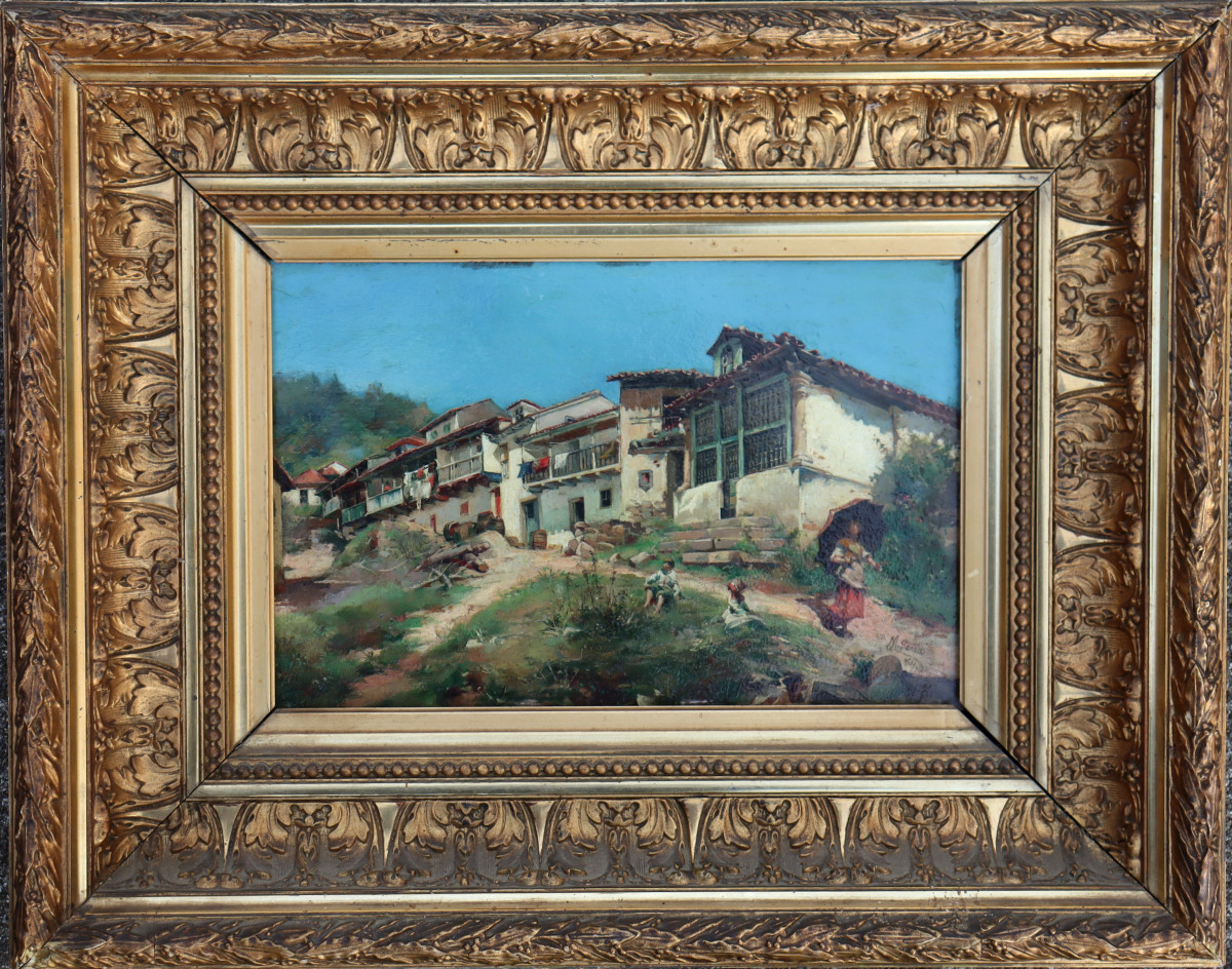 Maximino Peña Y Muñoz : "lively Village (san Esteban In Asturia)"