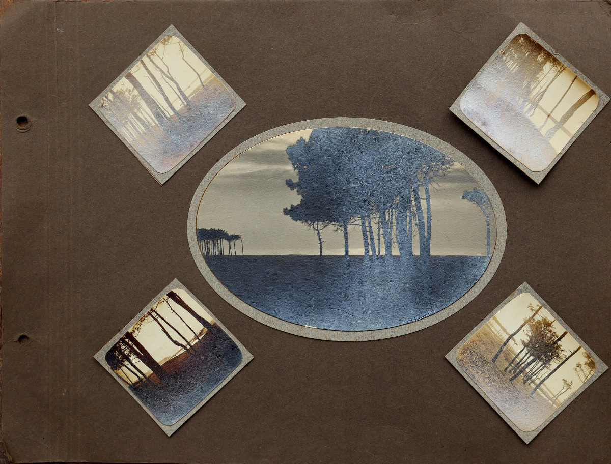 French School Circa 1920 : "album Page With Photos Of The Landes"