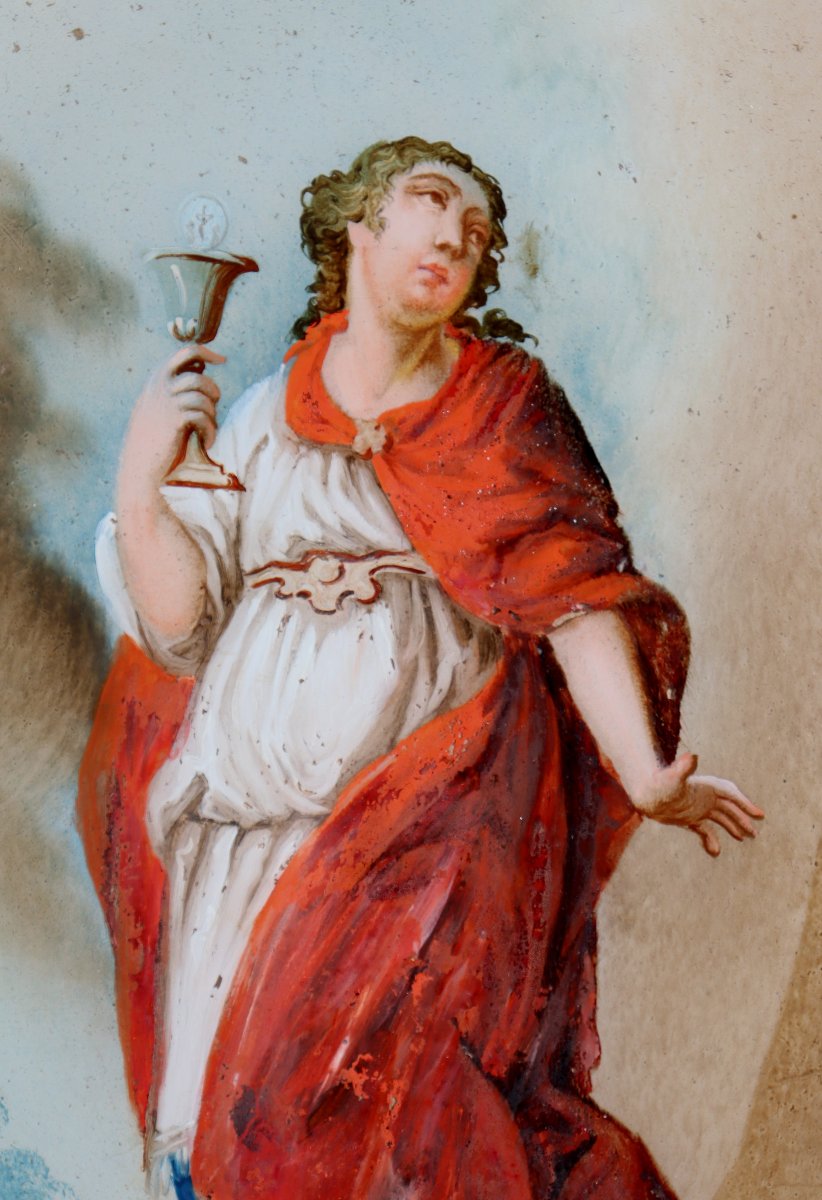 French School Circa 1820 : Fixed Under Glass "saint Barbara"-photo-2