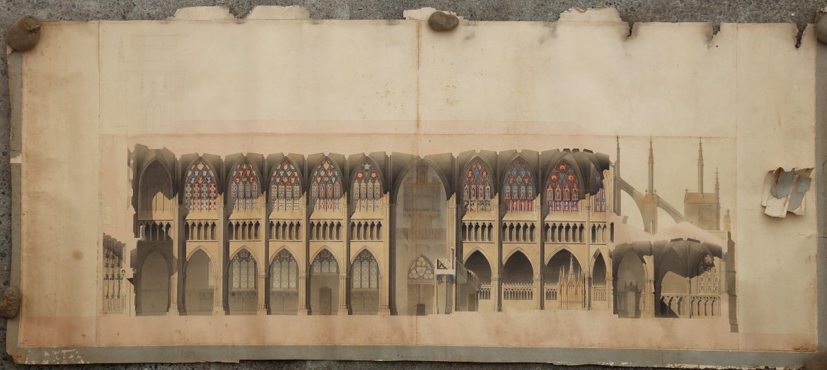 HIPPOLYTE DURAND : "RELEVE INTERIEUR ET ELEVATION DE NOTRE-DAME-DE L'EPINE"-photo-2