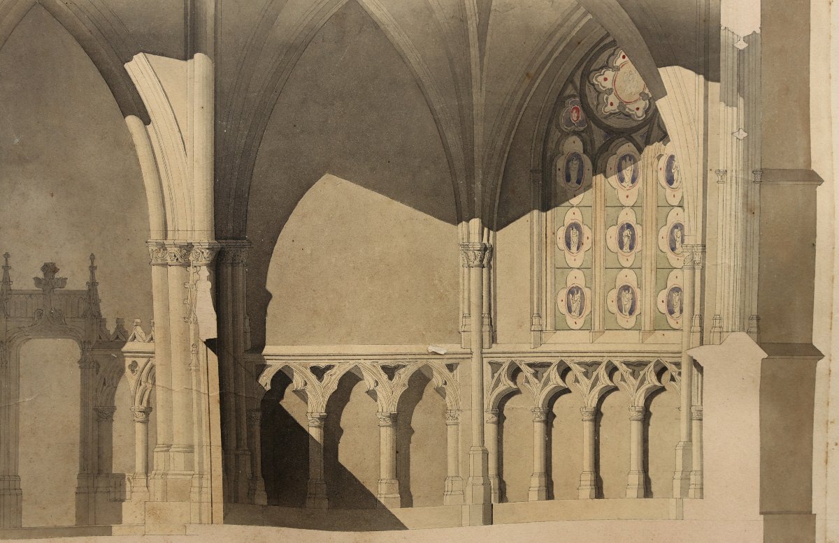 HIPPOLYTE DURAND : "RELEVE INTERIEUR ET ELEVATION DE NOTRE-DAME-DE L'EPINE"-photo-2
